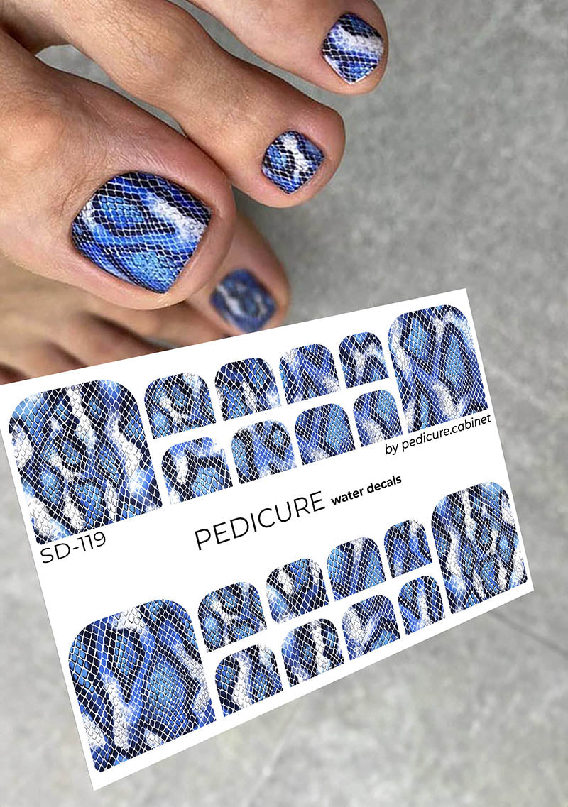 Pedicure Python. Color. Blue. Nail water decals SD-119