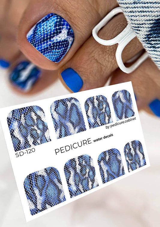 Pedicure Python. Large. Color. Blue. Nail water decals SD-120