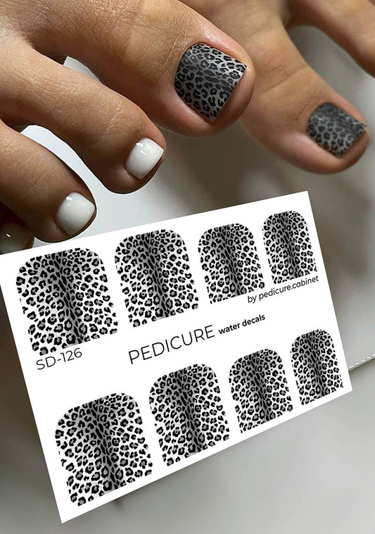 Pedicure Leo. Large. Color. Grey. Nail water decals SD-126