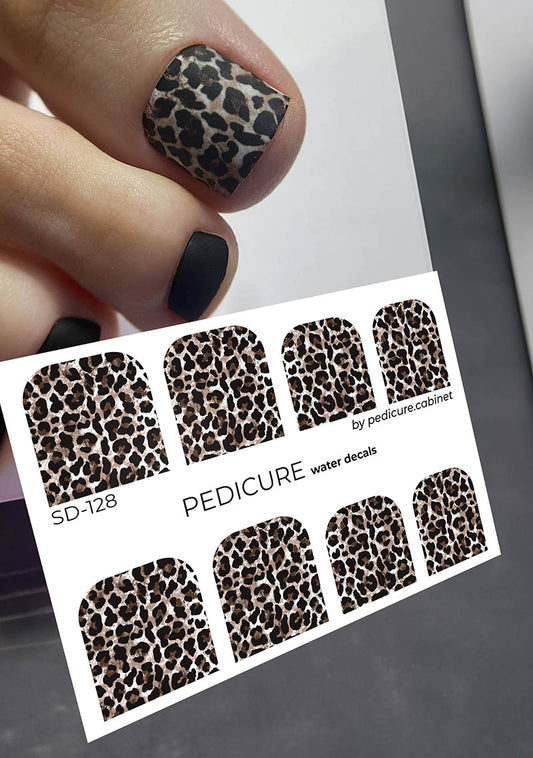 Pedicure Leo. Large. Color. Brown. Nail water decals SD-128