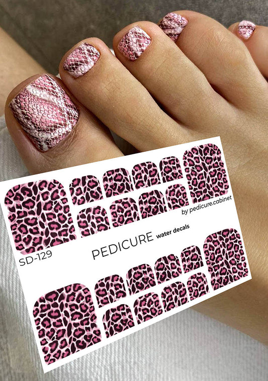 Pedicure Leo. Color. Pink. Nail water decals SD-129