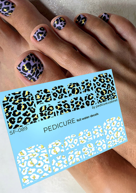 Pedicure Leo. Foil gold. Nail water decals SF-089