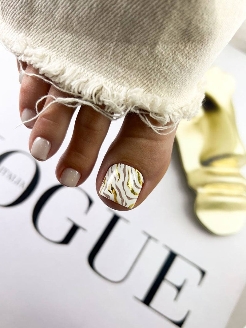 Pedicure Zebra. Large. Foil gold. Nail water decals SF-115