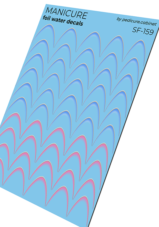 Manicure Moon. Blue and Pink. Foil silver. Nail water decals SF-159