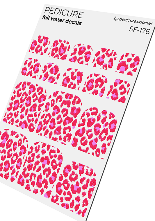 Pedicure Leo. Red. Colored foil. Nail water decals SF-176