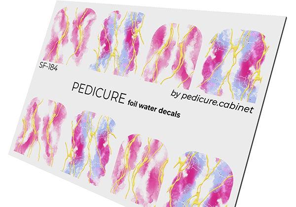 Pedicure Textures. Pink. Foil gold. Large. Nail water decals SF-184