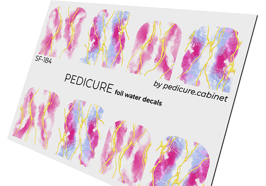 Pedicure Textures. Pink. Foil gold. Large. Nail water decals SF-184