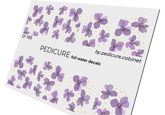 Pedicure Watercolor flowers. Foil gold. Large. Nail water decals SF-188