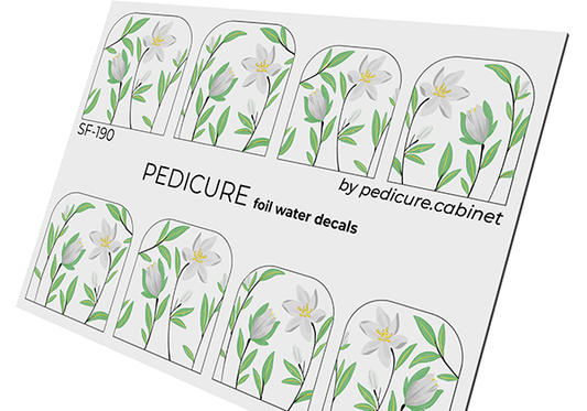 Pedicure Lilies. Foil gold. Large. Nail water decals SF-190