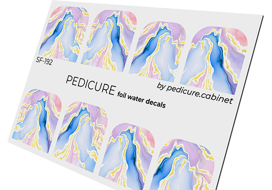 Pedicure Blue and pink stains. Foil gold. Large. Nail water decals SF-192