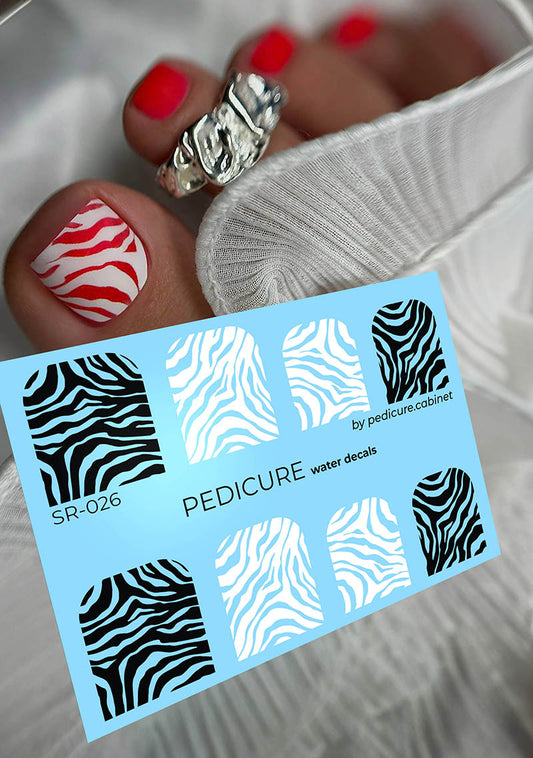 Pedicure Zebra. Large. Nail water decals SR-026