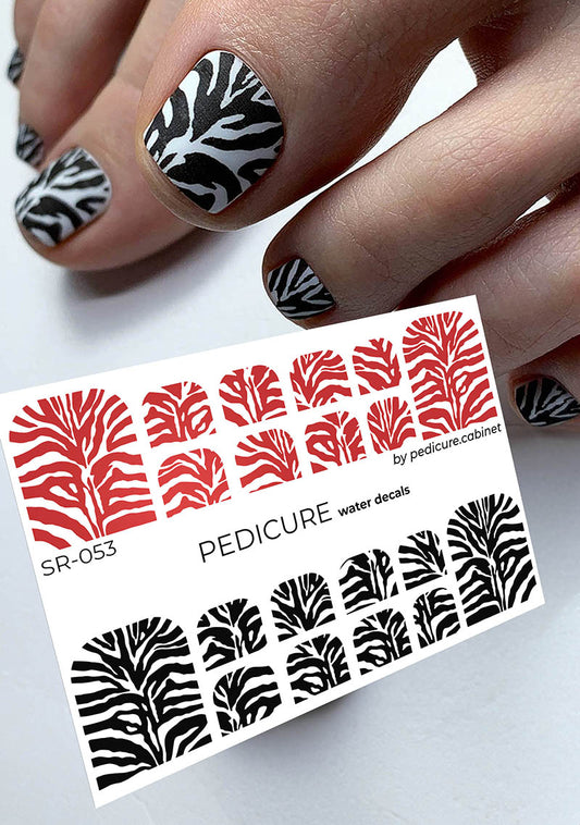 Pedicure Zebra. 2 colors. Nail water decals SR-053