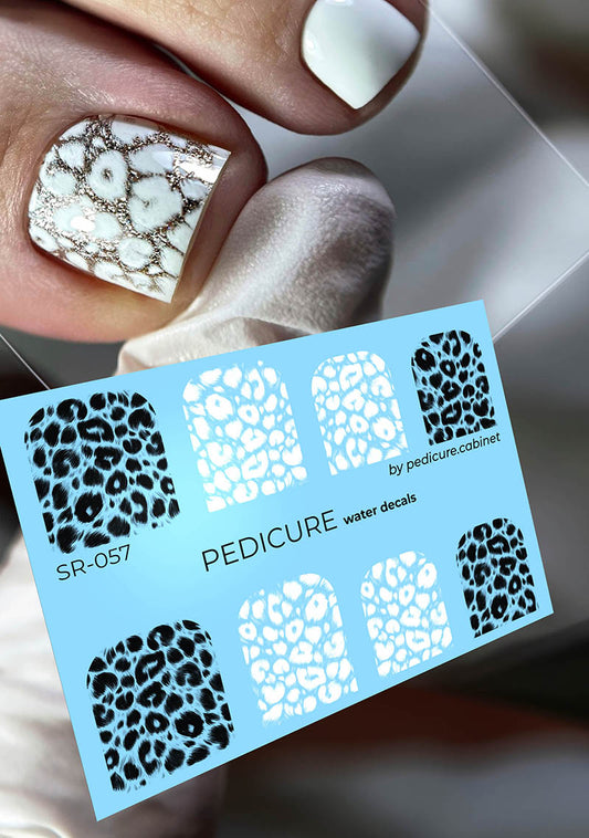 Pedicure Leo. Large. Black and white. Nail water decals SR-057