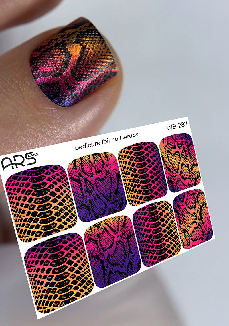 Pedicure Python with gradient. Colored Foil. Large. Nail wraps WB-287