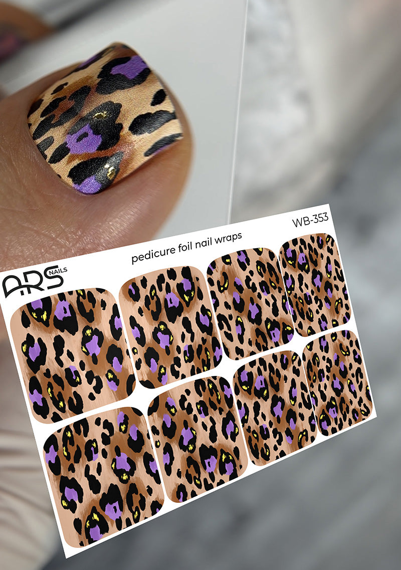 Pedicure Leo with purple. Gold Foil. Large. Nail wraps WB-353
