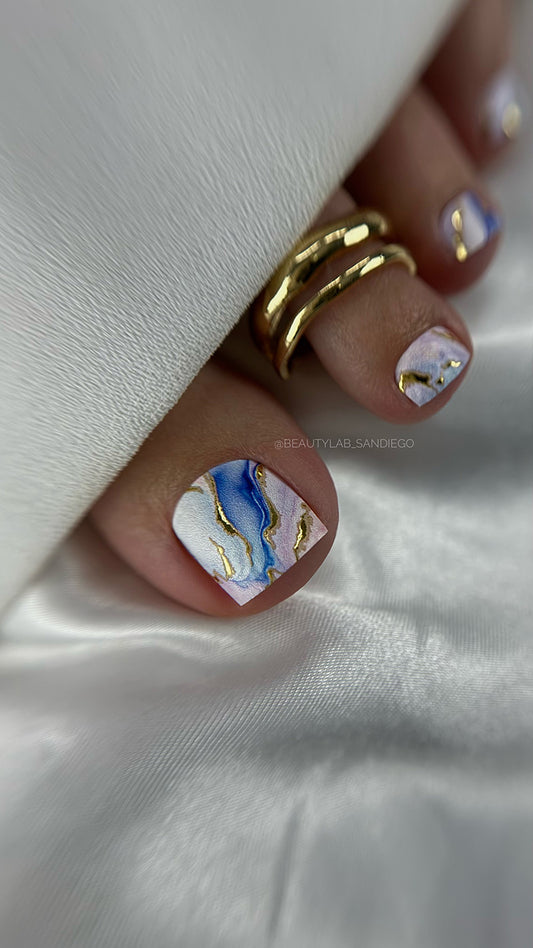 Pedicure Strokes. Gold Foil. Large. Nail wraps WB-460