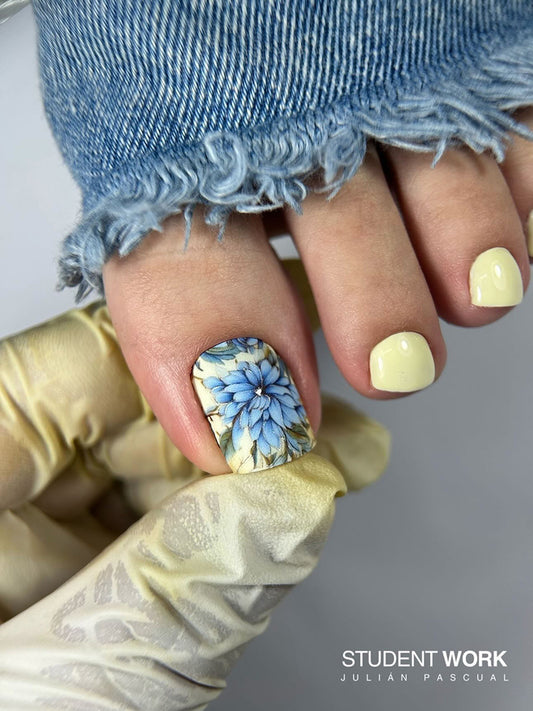 Pedicure Flowers. Silver Foil. Large. Nail wraps WB-466