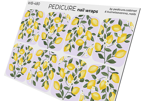 Pedicure Lemons. Large. Nail wraps WB-480