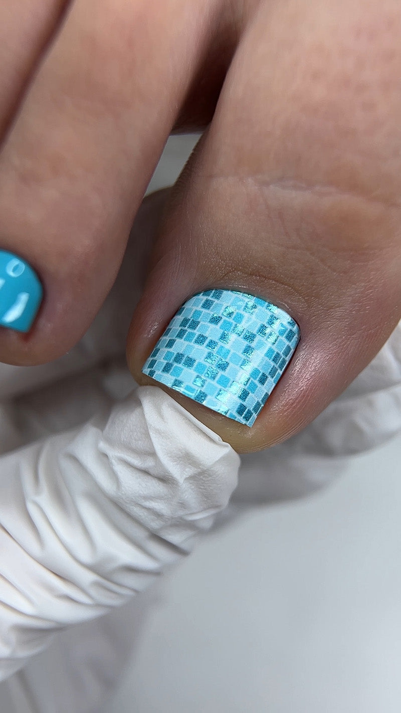 Pedicure Disco Ball. Tiffany. Colored Foil. Large. Nail wraps WB-486