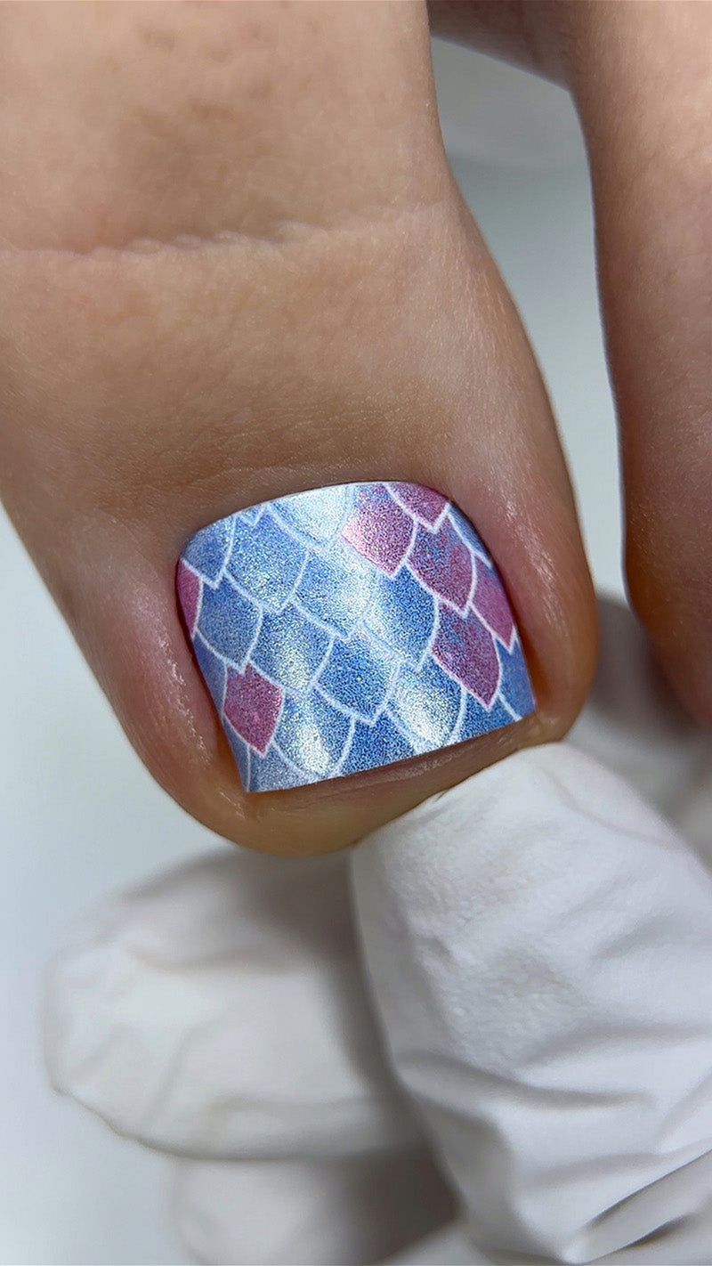 Pedicure Mermaid Mix. Colored Foil. Large. Nail wraps WB-513