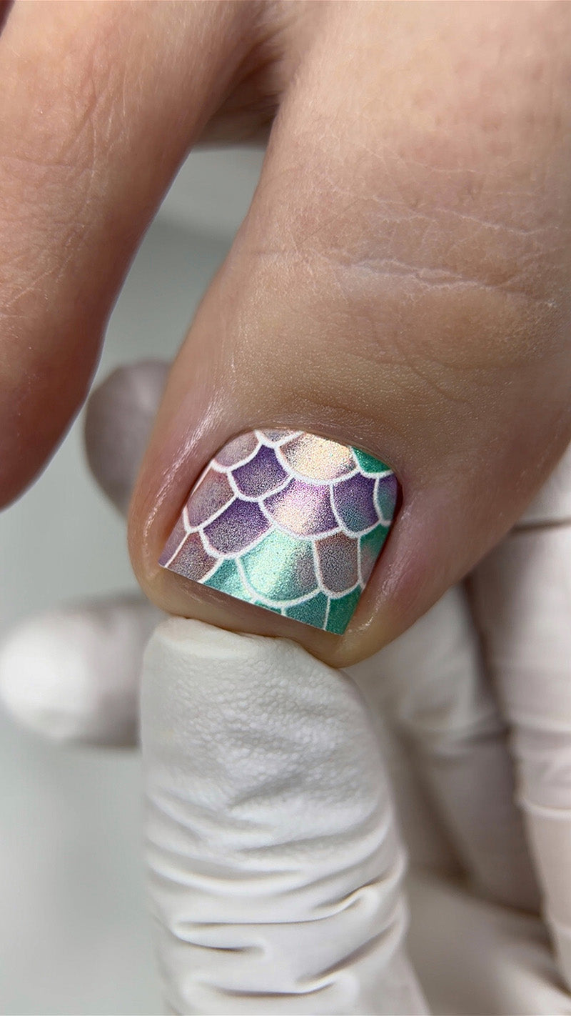 Pedicure Mermaid Mix. Colored Foil. Large. Nail wraps WB-513