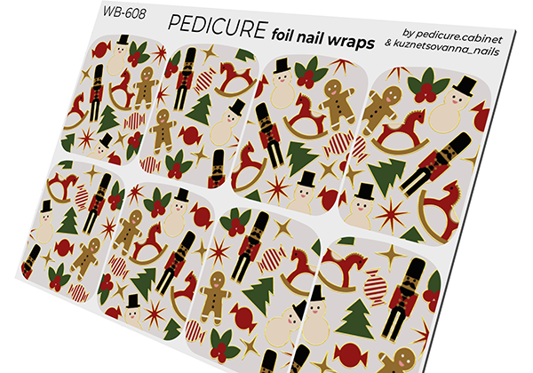 Pedicure Figures. Foil gold. Large. Nail wrap WB-608