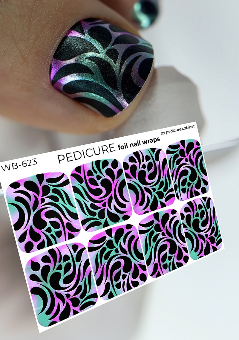 Pedicure Ornament. Colored Foil. Large. Nail wraps WB-623