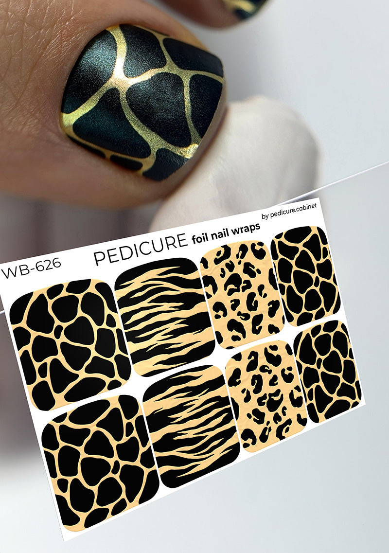 Pedicure Animal. Colored Foil (Bronze). Large. Nail wraps WB-626