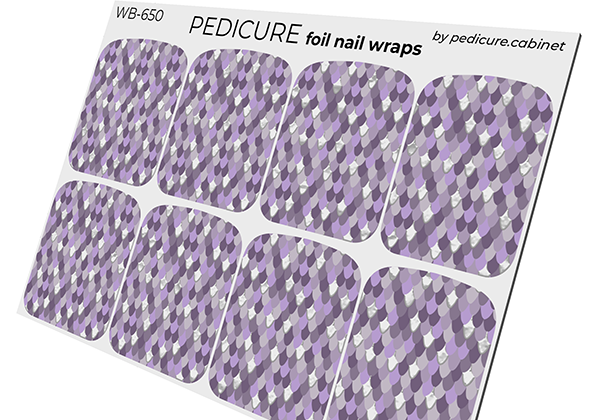 Pedicure Python Purple. Foil silver. Large. Nail wrap WB-650