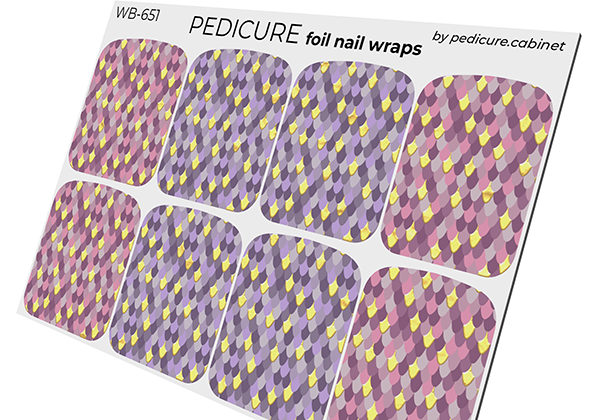 Pedicure Python Pink and Purple. Foil gold. Large. Nail wrap WB-651