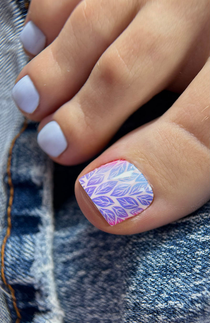Pedicure Gradient Leaves. Two Backgrounds. Large. Nail wrap WB-700