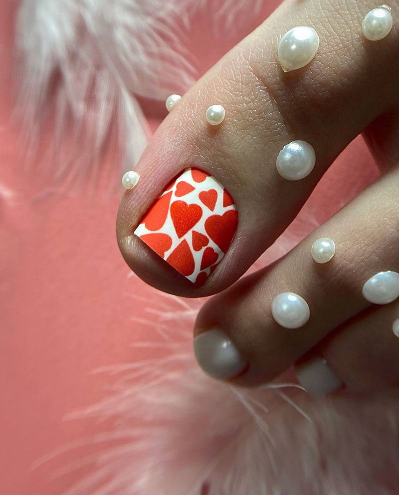 Pedicure of the Heart. White background. Large. Nail wrap WB-786