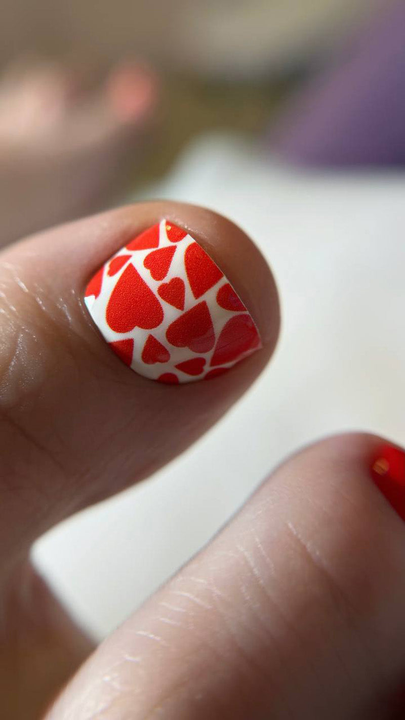 Pedicure of the Heart. White background. Large. Nail wrap WB-786