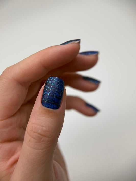Manicure Python blue. Colored Foil. Nail wraps WM-324