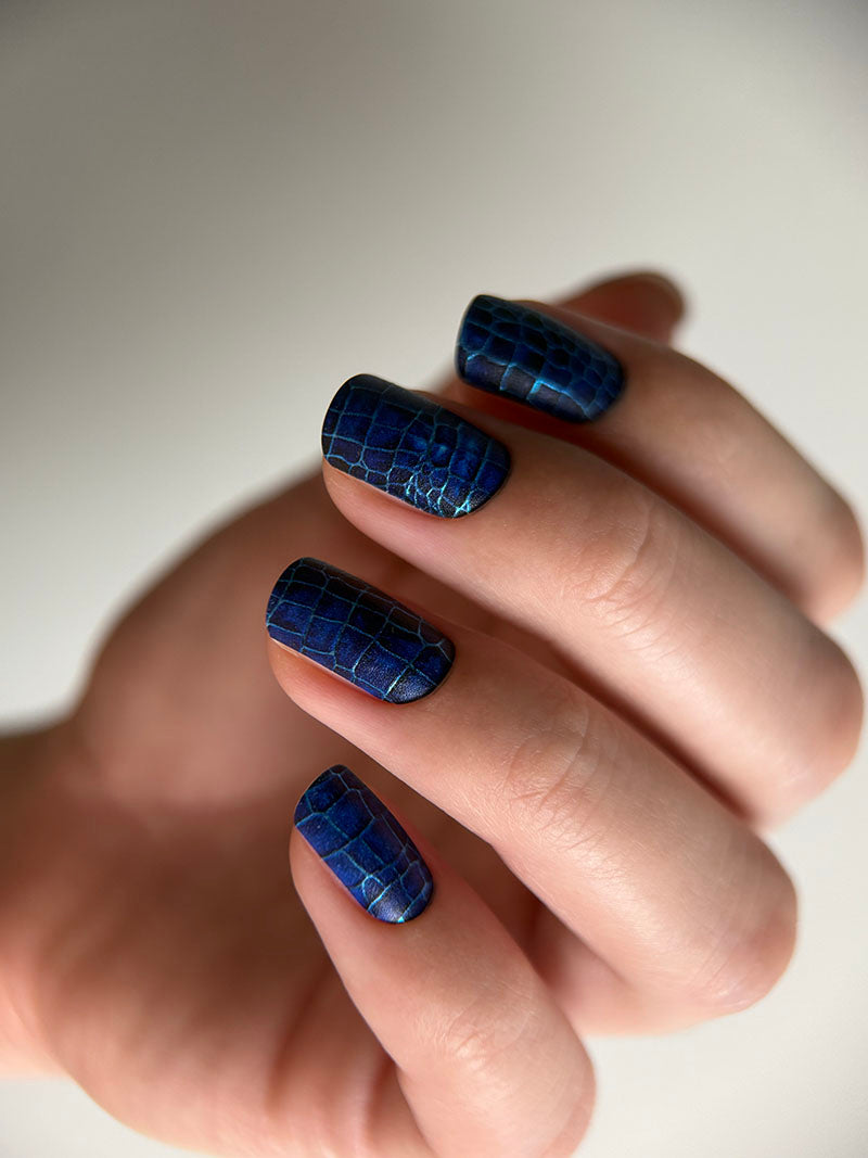 Manicure Python blue. Colored Foil. Nail wraps WM-324