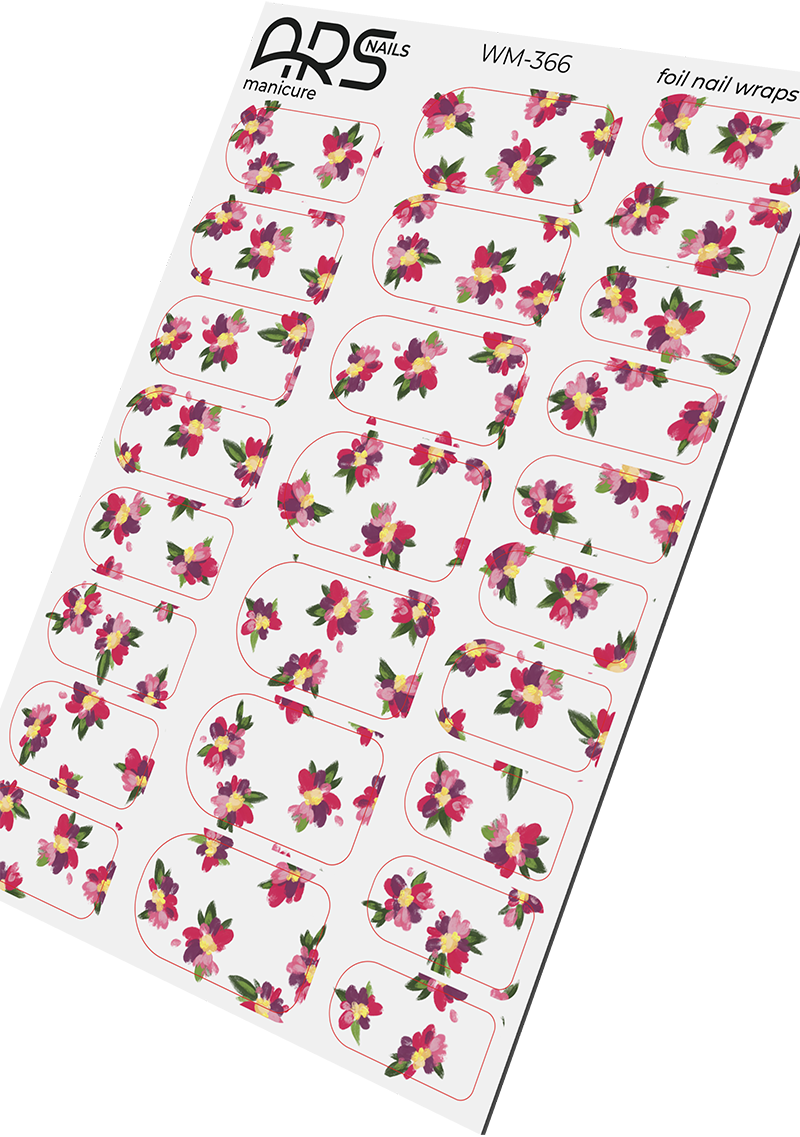 Manicure Designer flowers. Gold Foil. Nail wraps WM-366