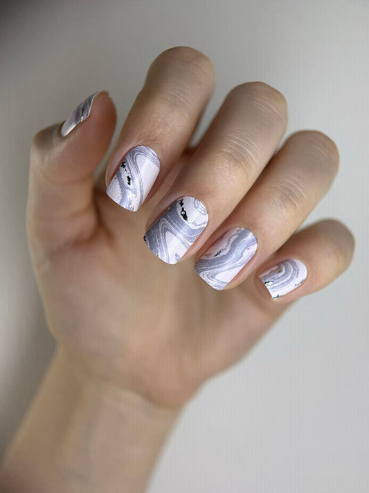 Manicure Divorces. Pink and gray. Silver Foil. Nail wraps WM-445