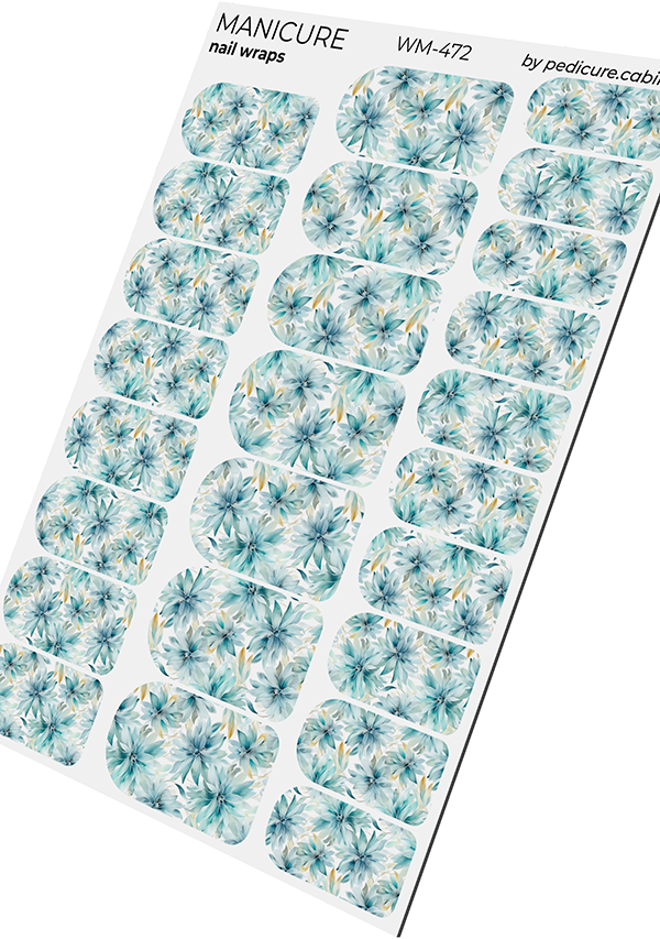 Manicure Flowers. Blue. Nail wraps WM-472