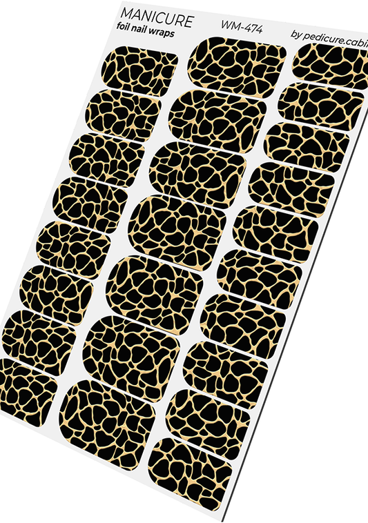 Manicure Giraffe. Colored Foil (Bronze). Nail wraps WM-474