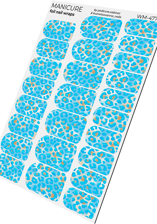 Manicure Leo Blue and Strokes. Colored Foil. Nail wraps WM-477