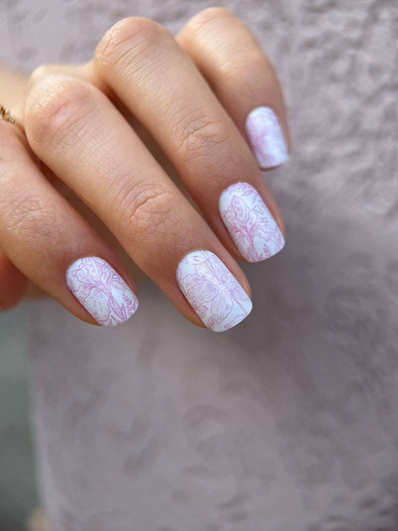 Manicure Pink Flowers. Nail wraps WM-538