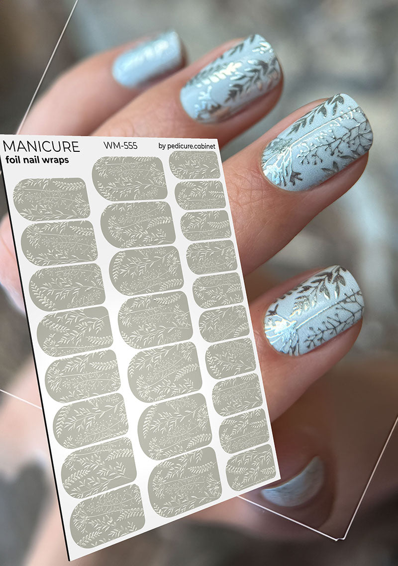 Manicure Flowers Beige. Colored Foil. Nail wraps WM-555