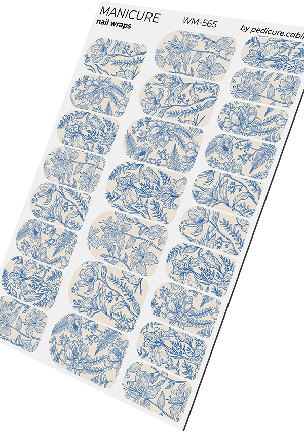Manicure Blue Flowers. Nail wraps WM-565