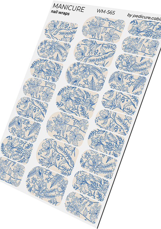 Manicure Blue Flowers. Nail wraps WM-565