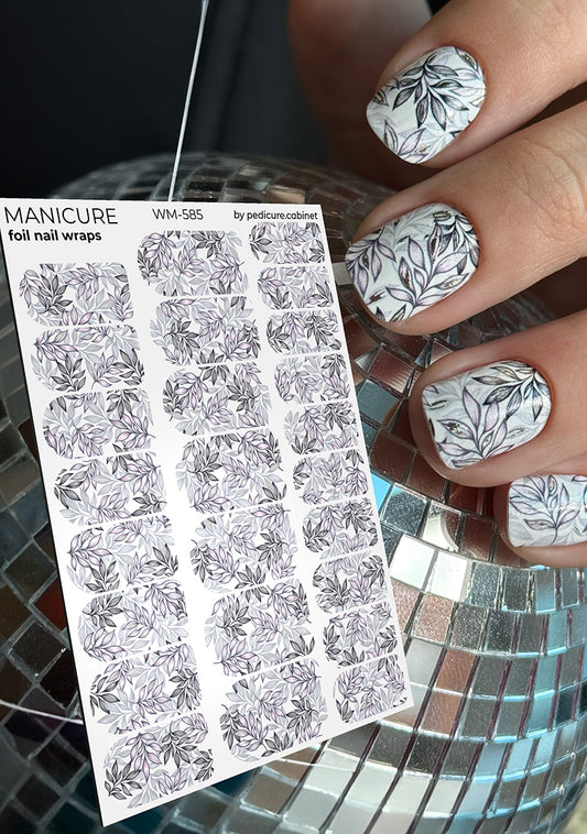 Manicure Twigs. Silver Foil. Nail wraps WM-585