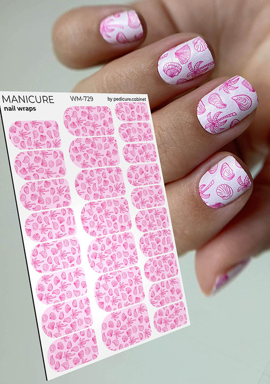 Manicure Shells Palms. Nail wrap WM-729