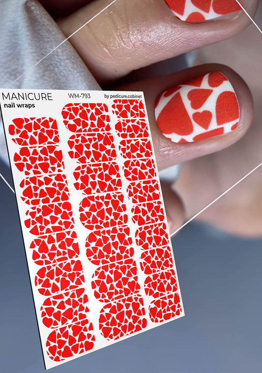Manicure Heart. White background. Nail wrap WM-793