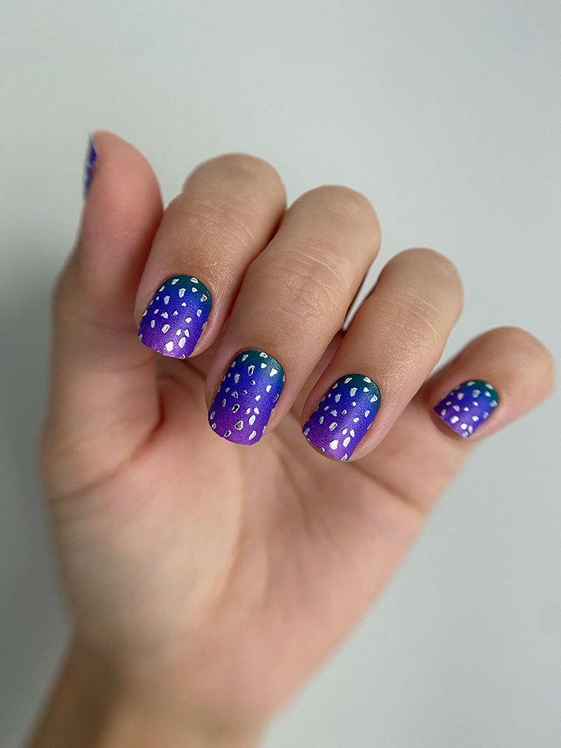 Manicure Gradient. Three colors. Foil silver. Nail wrap WM-796