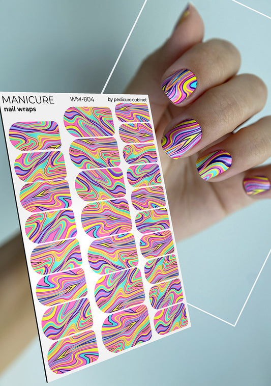 Manicure Divorces with pink. Nail wrap WM-804