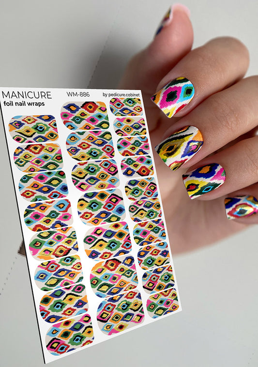 Manicure Cardigan. Foil gold. Nail wrap WM-886
